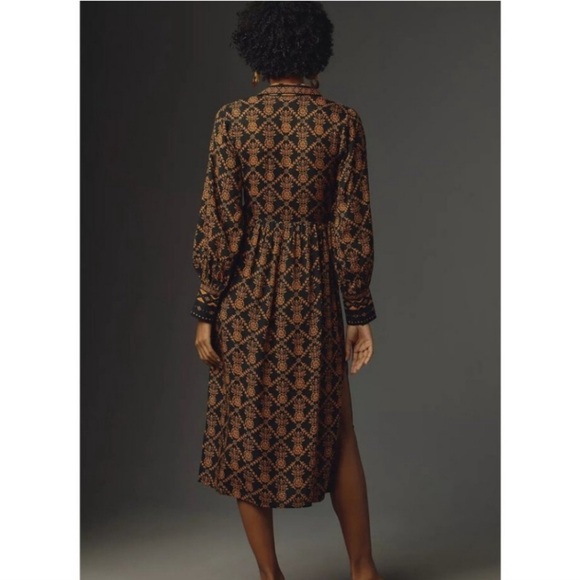 NWT Farm Rio Long-Sleeve V-Neck Printed Tie-Front Midi Dress SIZE XXS - Picture 2 of 8